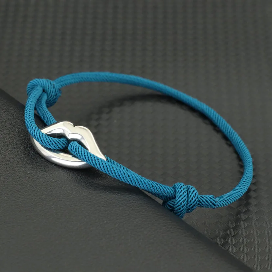 Handmade Red Rope Unisex Adjustable Bracelet with Lip Shape Charm