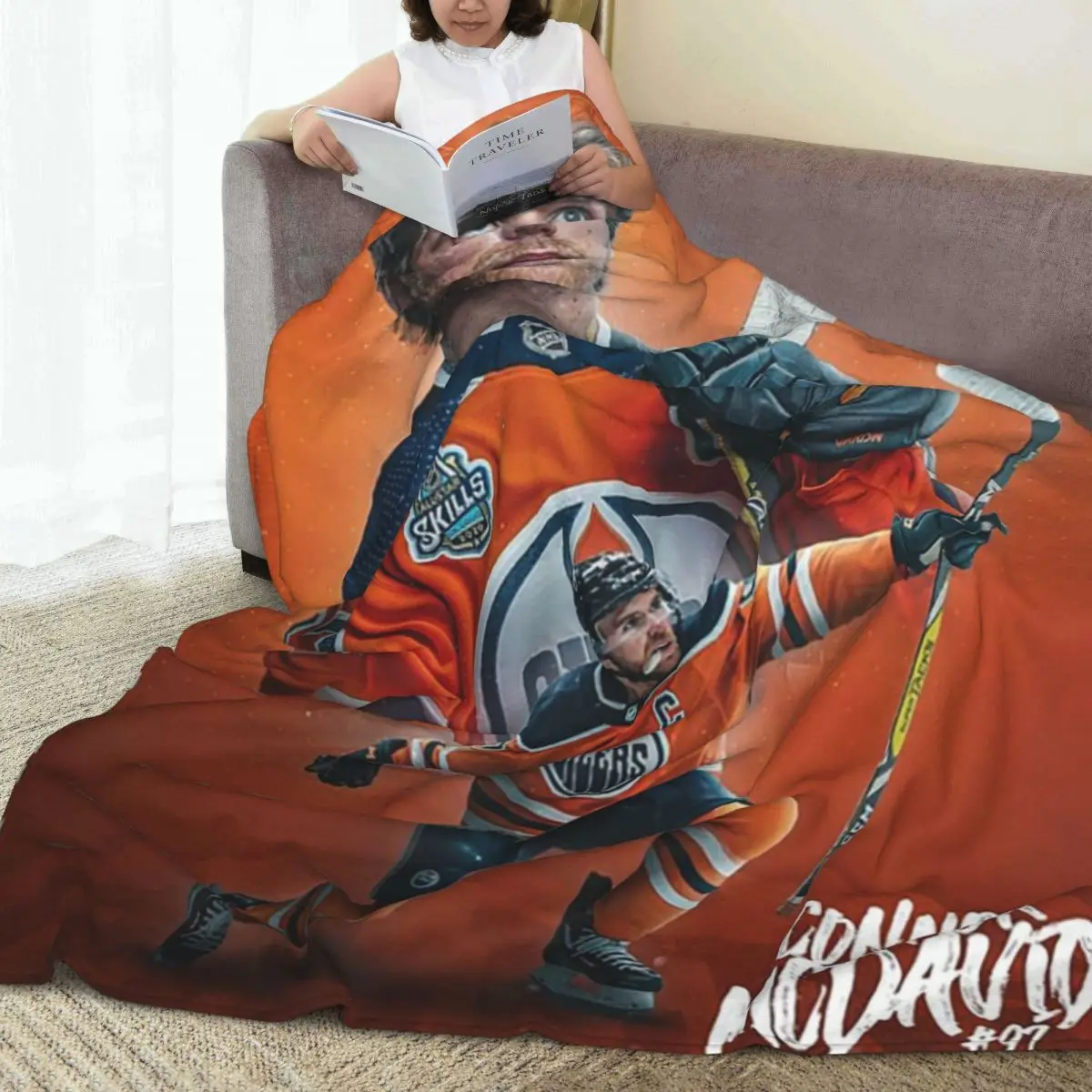 Connor McDavid 97 For Edmonton Oilers Fans Blankets Fleece Lightweight Throw Blanket For Home Bedroom Outdoor Throws Bedspread 5