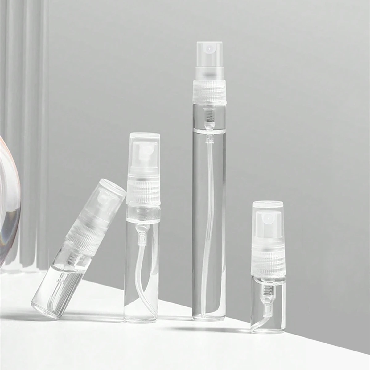 10pcs 2ml 3ml 5ml 10ml 미니 휴대용 향수 병 스프레이 리필 형 화장품 샘플 유리 병에 넣는 빈 용기