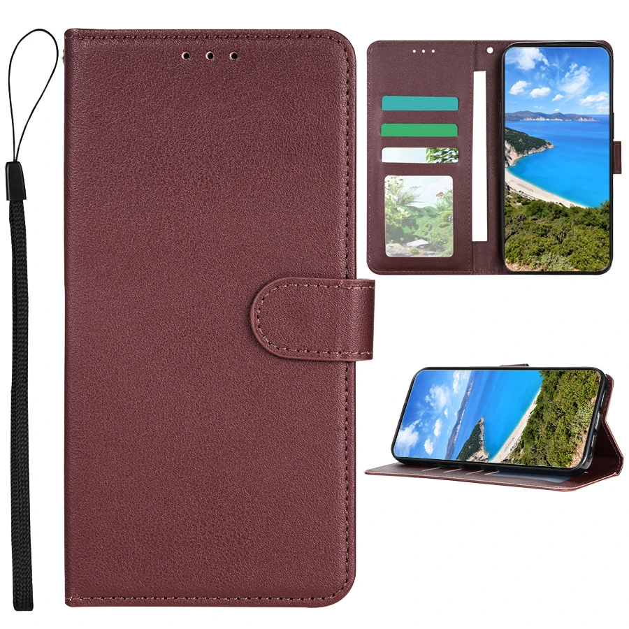 Leather Wallet Case with Card Slot, Photo Frame, and Magnetic Flip Kickstand - Shockproof Cover