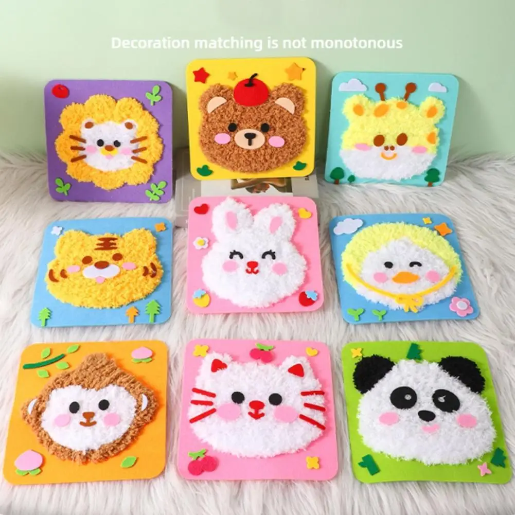 Whimsical Children's DIY Embroidery Kit with Soft Yarn and Cartoon Patterns