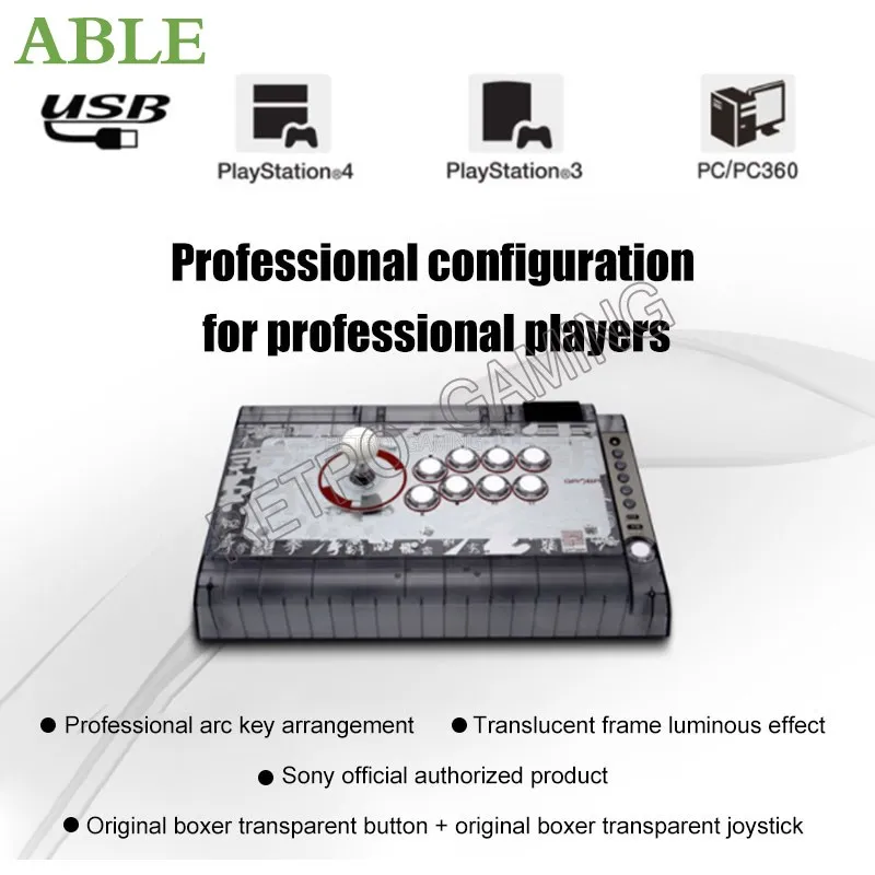 Arcade Machine Boxer Originale Q2 Cristallo Trasparente Pulsante Luminoso Joystick Cornice Abs Per Retro Pandora Arcade Console Cabinet