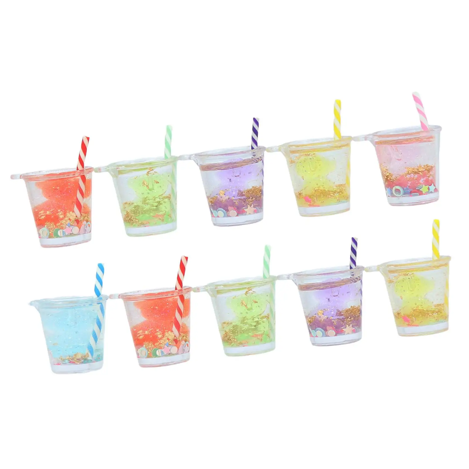 10Pcs 1/12 Scale Dollhouse Juice Cups Scenery Supplies Mini House Drink Accessory for Dollhouse Kitchen Cafes Dining Room Decor