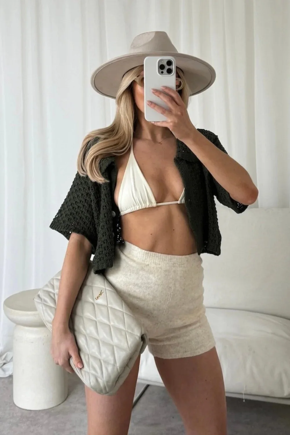 Knit Hollow Out 2 Piece-Set Long Skirt Women's Cropped Top Cardigan And High Waist Maxi Skirt Outfits Female Clothes