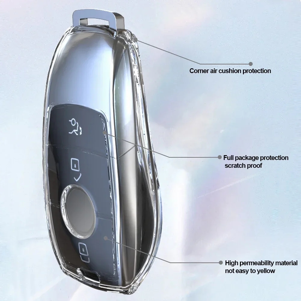 Transparent TPU Car Key Case Cover for Mercedes Benz Key Shell Protector
