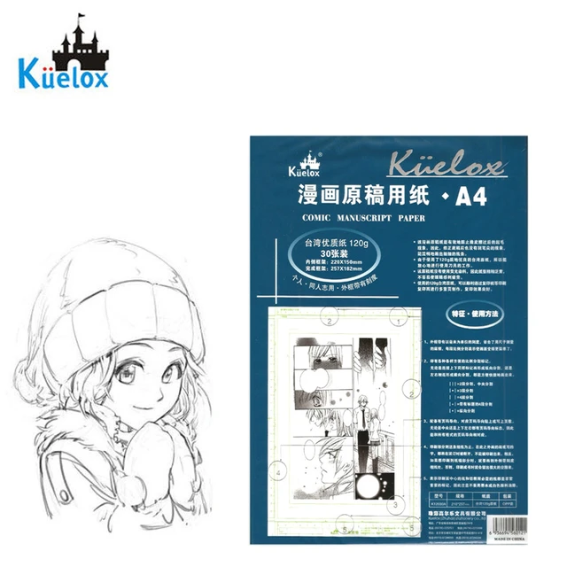 30 Sheets B4 Manga Paper, 120g Comic Book Paper Manuscript Paper with Scale  for Artist, Students