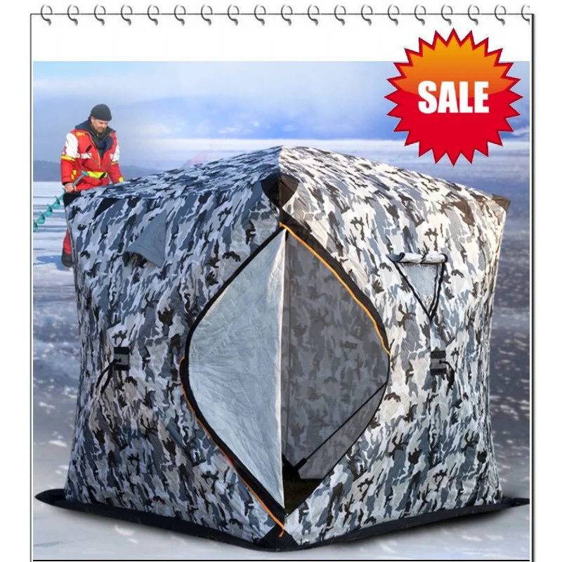 Tente de pêche sur glace hiver portable étanche anti-vent équipement pêche hivernale facile à monter
