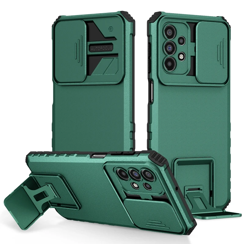 Premium Armor Shockproof Phone Case with Lens Protection & Stand Holder
