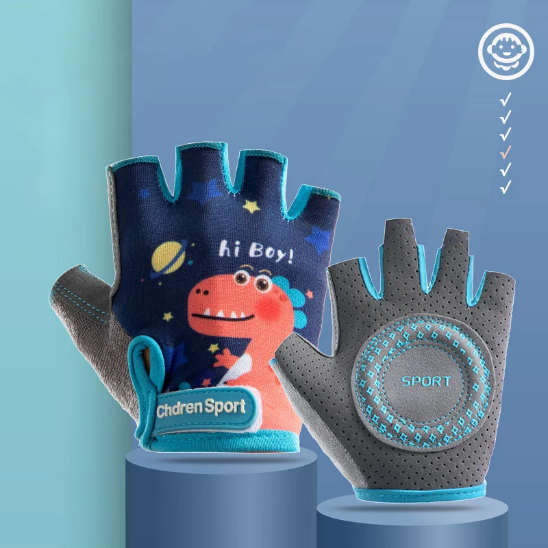 Children Cycling Gloves Sports Anti-slip Fingerless For Boy Girl Roller Skating Training Exercise Physical Education cycling gloves,fingerless gym gloves,fingerless gloves,sports gloves,gym gloves,half finger gloves