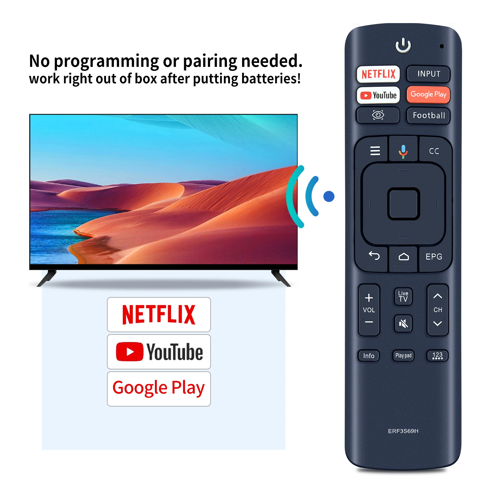 Substituição Controle Remoto Fit para Hisense tv Erf3s69h - Image 4