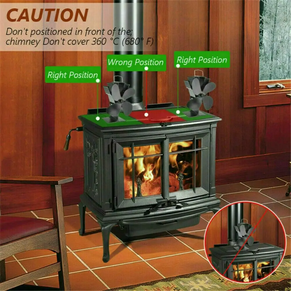 Heat Power Stove Top Fan 4 Blades for Wood Burner