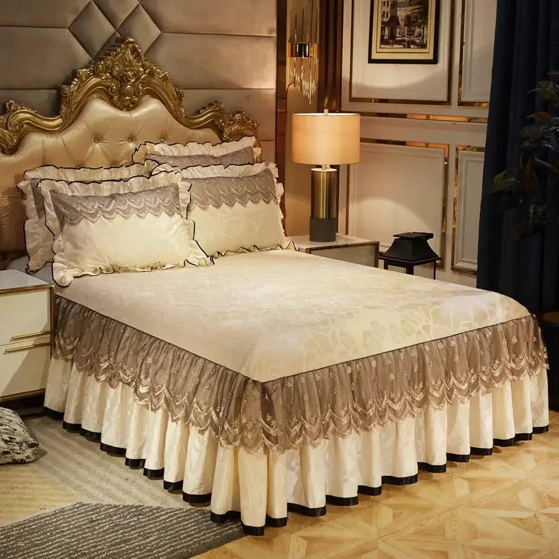 3 Pcs Bedding Set Luxury Soft Bed Spreads Heightened Bed Skirt