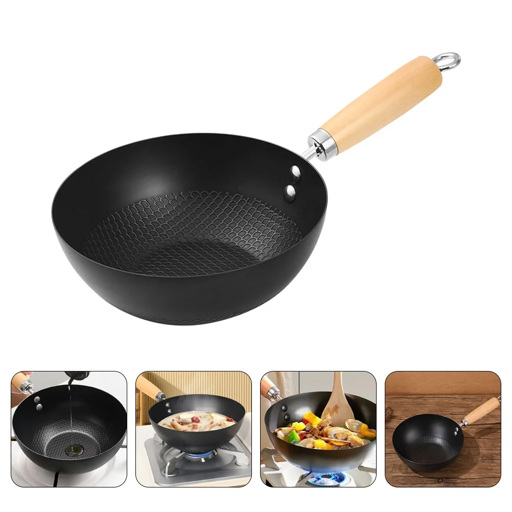 

Small Wok Household Cast Iron Frying Pan Non-stick Frying Pan Steak Auxiliary Food Pan Gas Stove Induction Cooker Universal
