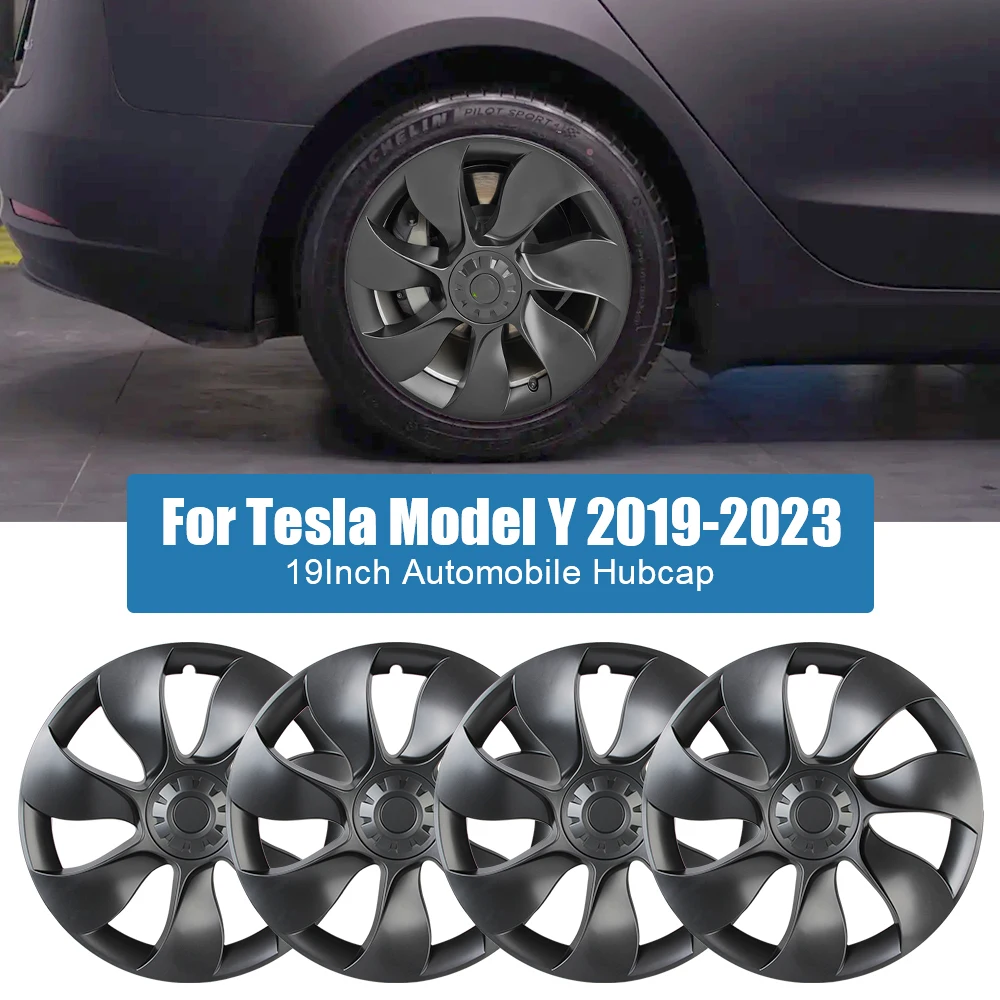 

Full Cover Car Accessories Automobile Hubcap 19 Inch 4PCS Hub Cap Replacement Wheel Cap Kit For Tesla Model Y 2019-2023