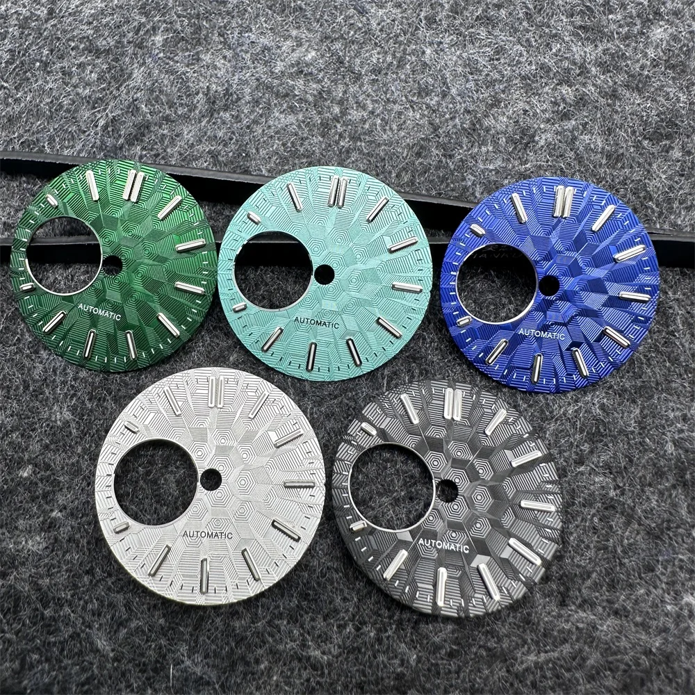 Watch Face Accessories Watch Dial Accessories 28.5mm Watch Dial Green Luminous Modification Watch Accessories Diving Texture Faces for NH38/ NH34 Movement