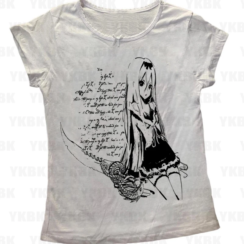 Fashion Casual Japan Y2K Print Anime Letter Goth 90s Woman Clothes Women Harajuku Street Girls O-neck Short Sleeves Tee Shirts 5