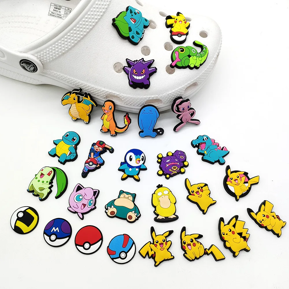 Pokemon Crocs Charms Fiori Per Scarpe Pikachu Pokeball Figure Accessori Scarpe Decorazioni Per Crocs Anime Pantofole Fibbia Decor