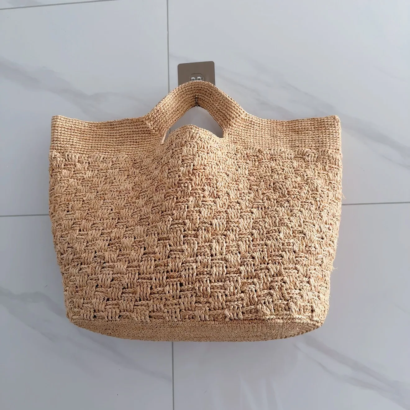 Hand-Woven Lafite Armpit Bag Summer Woven Tote Handbag Large Capacity Women's Shoulder Bag Paper Rope Weaving Ladies Beach Bag