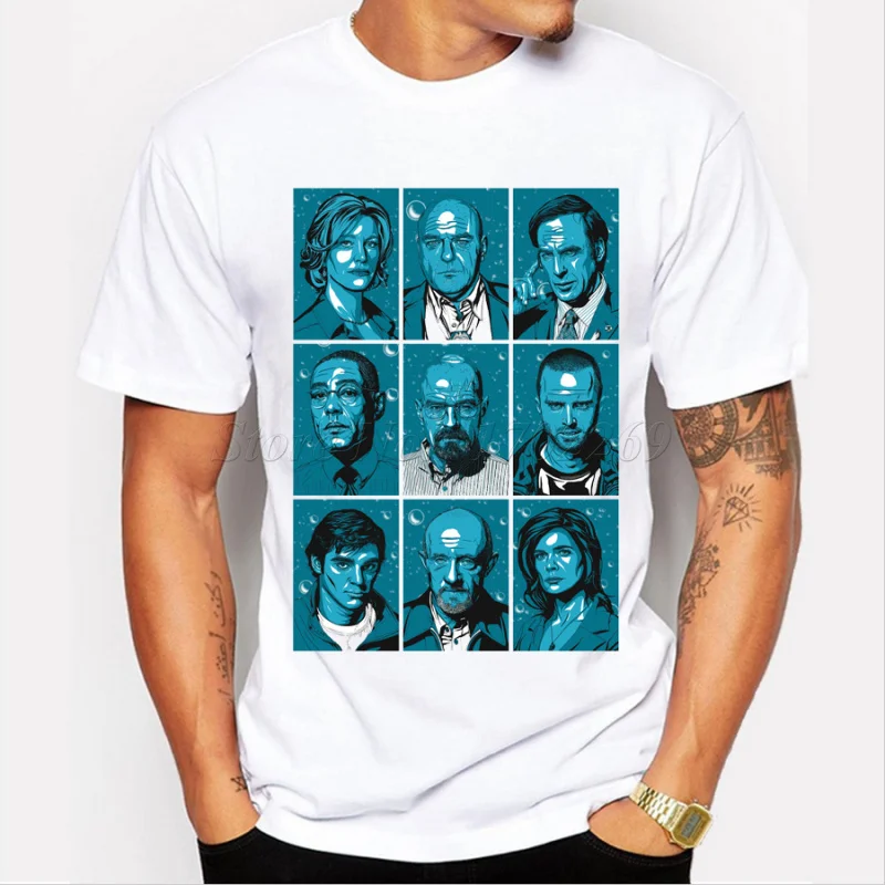 Beliebtes Herren-T-Shirt „Breaking Bad Characters“, Retro-gedrucktes Herrenmode-T-Shirt, kurzärmelig, lässige Oberteile, Hipster, lustige coole Hemden – Detail 4