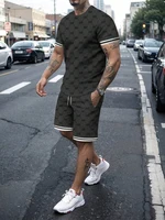 Casual Hommes Costume De Mode Lettre Imprimé Fleur Couleur Col Rond Manches Courtes Shorts Personnalisé Tendance Deux Pièces Vêtements 4