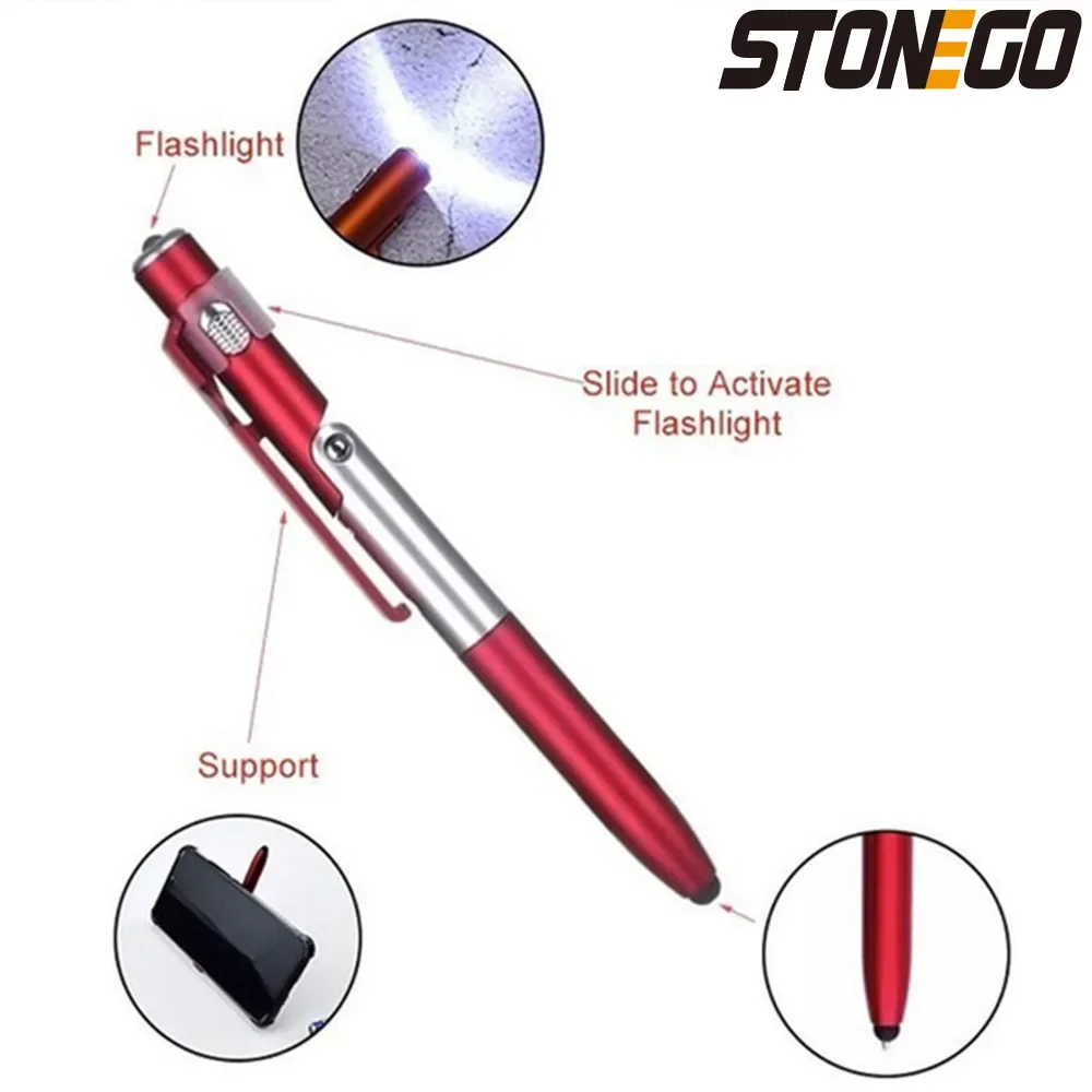 4 in 1 Multifunction Ballpoint Pen with LED Light Fold Phone Holder Night Read Writing Pencil Office Student Stationery multifunction pen
