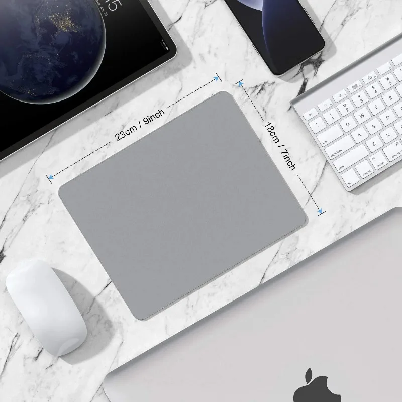 Deluxe Solid Color PU Leather Waterproof Mouse Mat, Anti-slip, 23x19cm - Stylish Desk Accessory