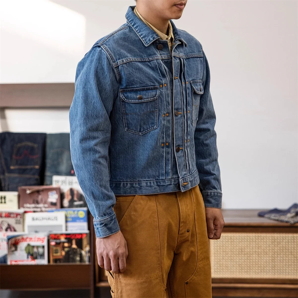 Red Tornado 18oz Selvedge Denim Jacket 11MJ Short Slim Fit Vintage Indigo Rugged Menswear 3