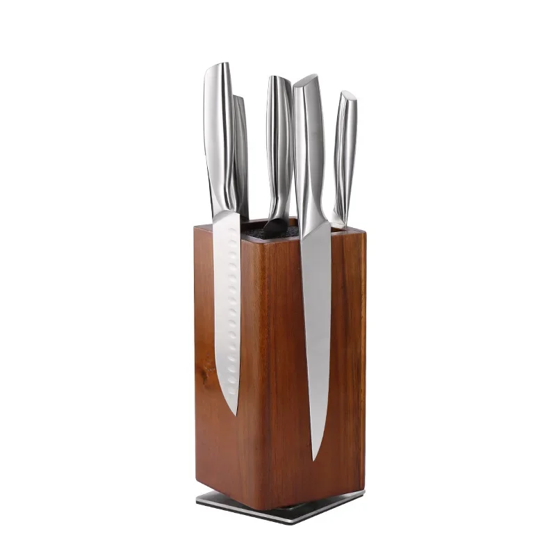 360° Rotatable Magnetic Knife Block Wood Knife Holder Double-Sided Magnetic Knife Stand High-Quality Kitchen Organizer Block 6