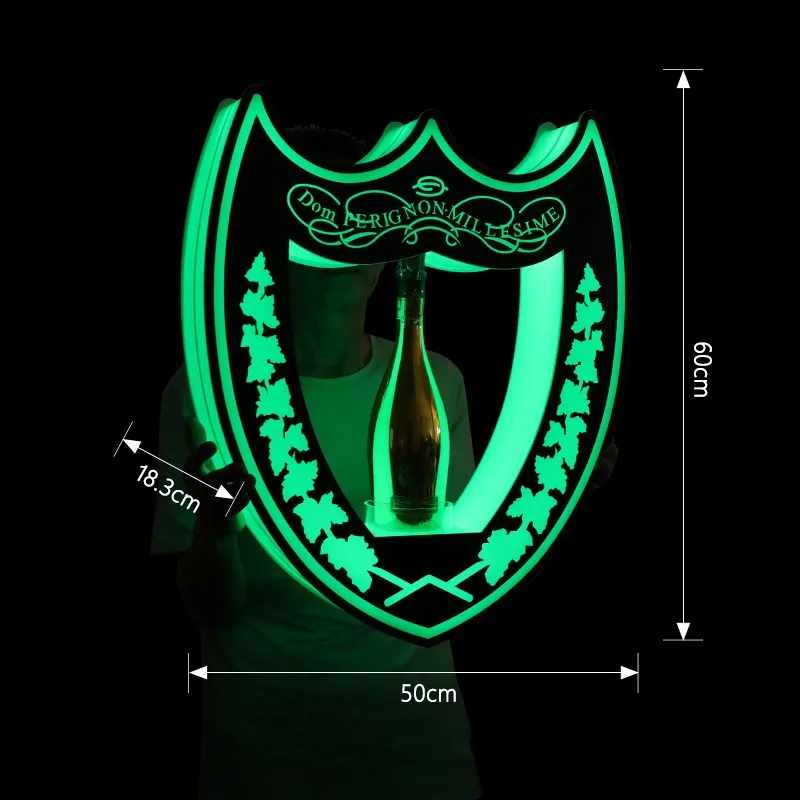 

Rechargeable Glowing Shield Glorifier Display VIP Service Dom Perignon Champagne Bottle Presenter for Night Club Bar Party Loung