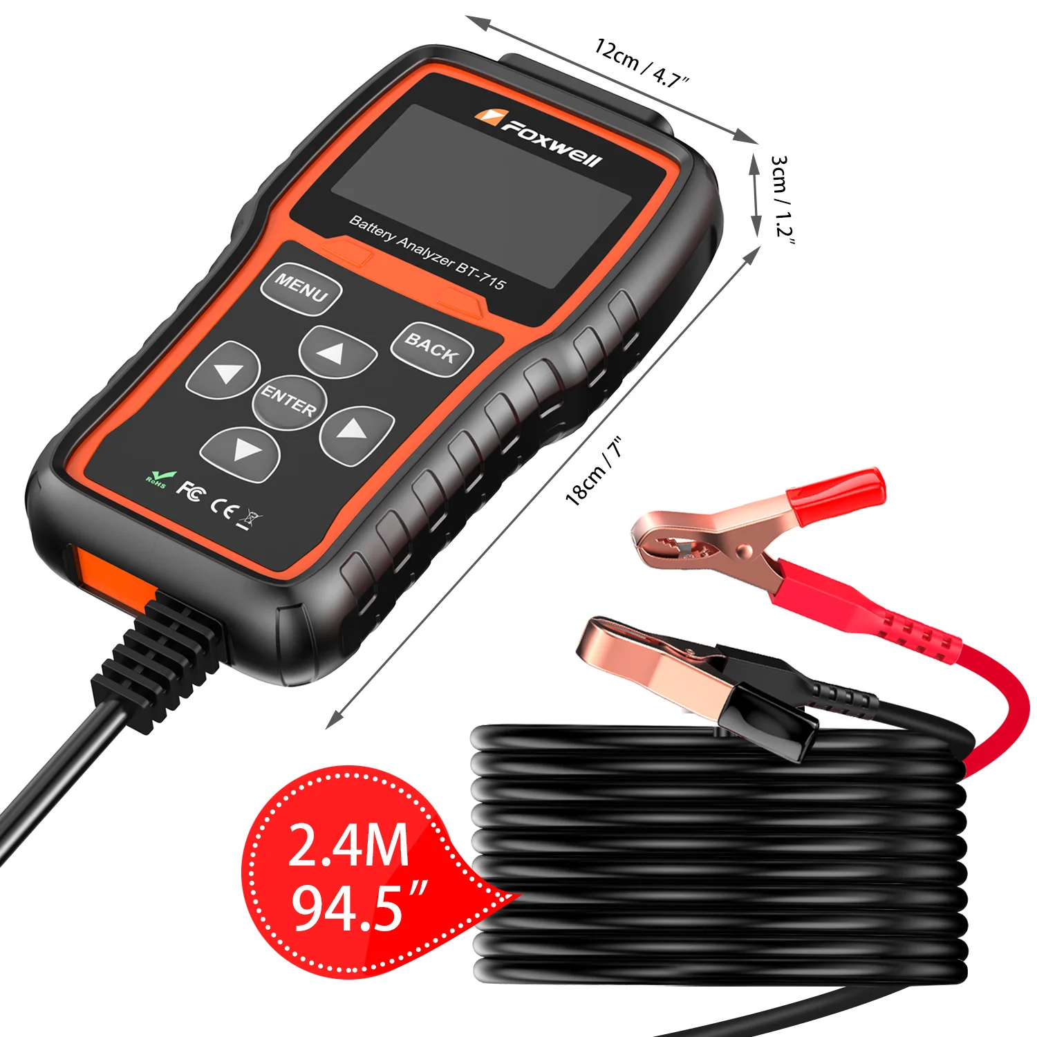 Foxwell BT715 Car Battery Analyzer 12V & 24V AGM / EFB Flat Plate Battery Tester Replaced Foxwell BT705