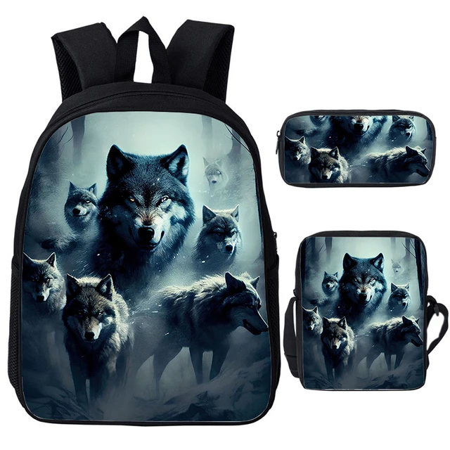 Lightweight Pencil Holder Pouch Novelty Wolf Print Pencil Case