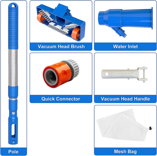 Upgrade 40" Portable Pool Vacuum Cleaner,Pool Underwater Vacuum Jet Cleaner w/Brush 2