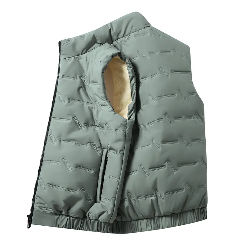 Men's Autumn Winter Letter Tie Flowers Solid Turtleneck Zipper Pockets Sleeveless Cardigan Vests Coats Fashion Casual Tops - Image 3