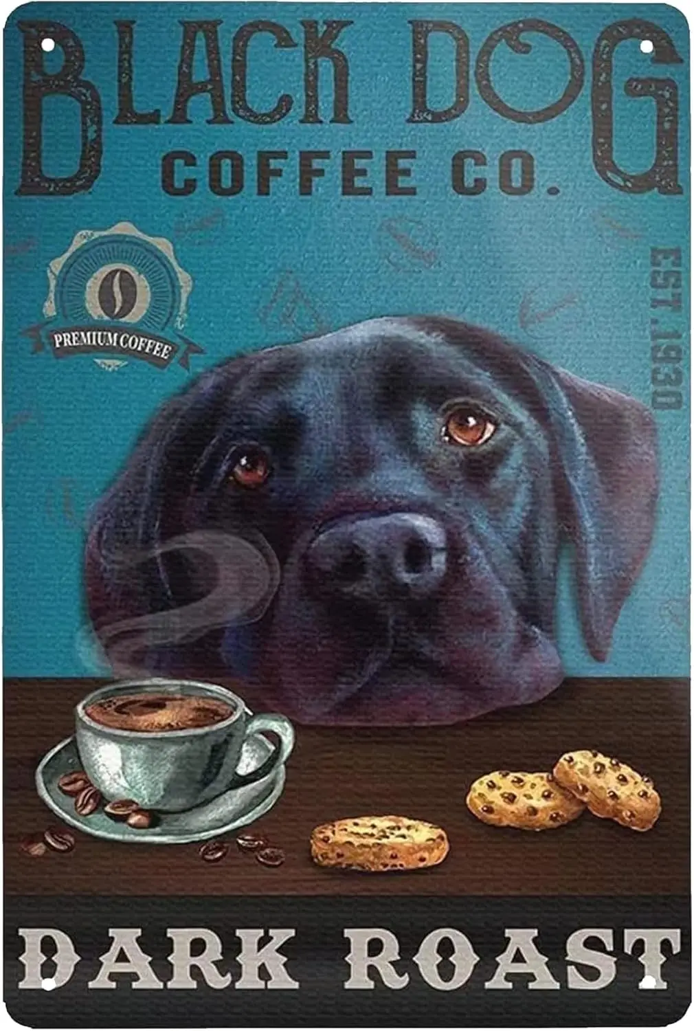 

Металлический жестяной знак, черная собака, кофе, темное обжарение, винтажный жестяной знак, алюминиевые знаки для кухни, дома, офиса, бара, кафе, Декор