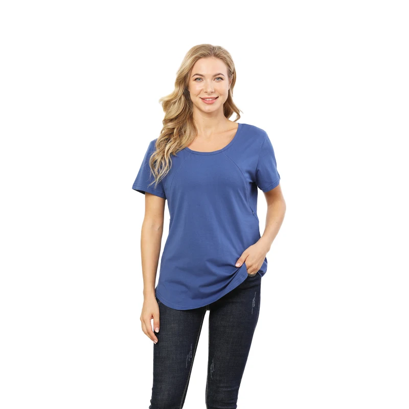 Big Size Short Sleeve Maternity Tee Breastfeeding Clothes Nursing Wear T Shirt Cotton Feeding Tops Drop Shipping 3