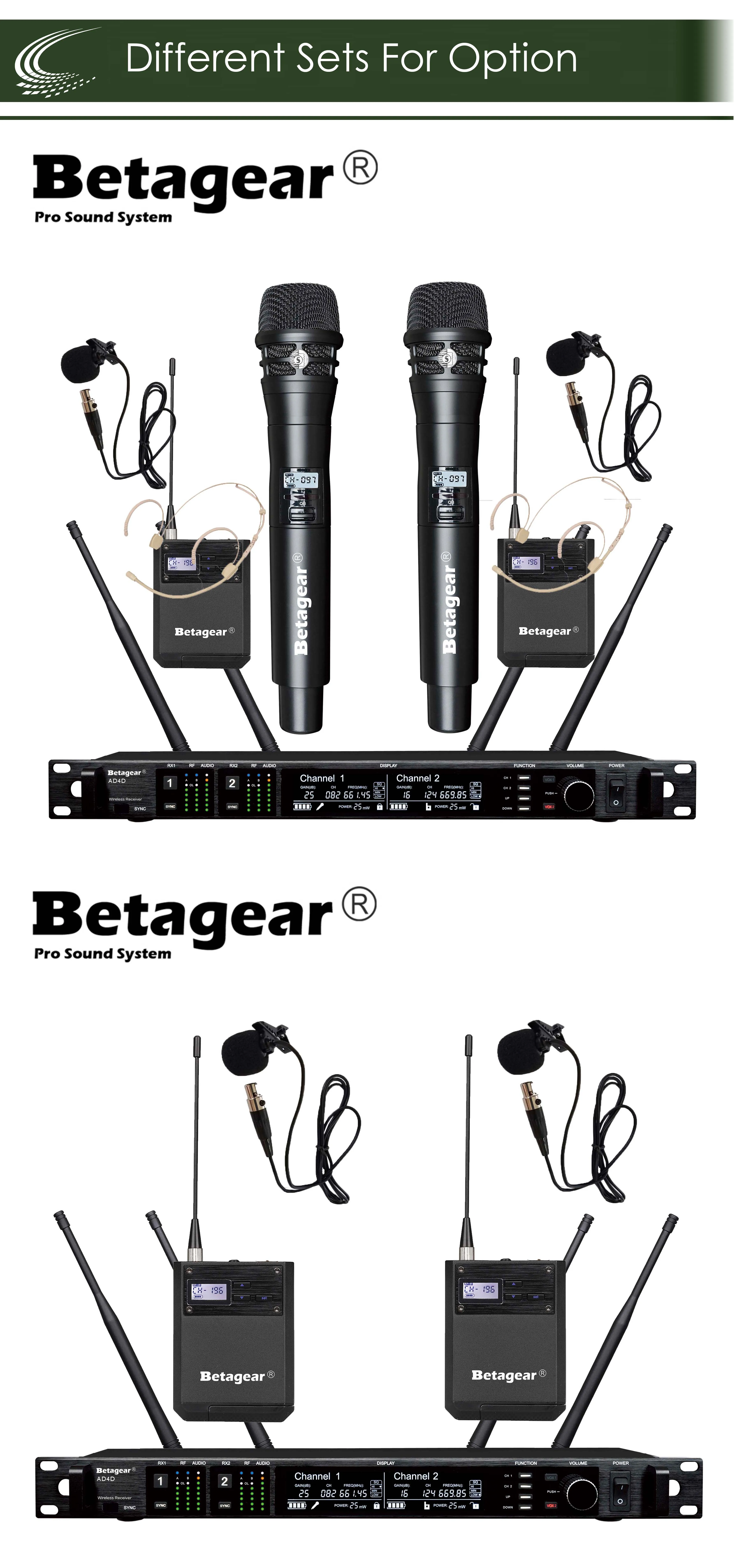 Betagear Digital Microphone Wireless System Micro 615-685Mhz Stage Mikrofon True Diversity Mic AD4D Dual Handheld Microfone bluetooth microphone