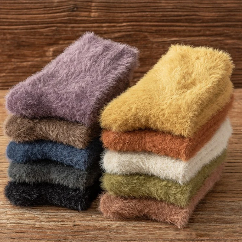 

Winter Warm Fluffy Bed Socks Women's Soft Elastic Coral Velvet Socks Indoor Floor Mink Fur Thicken Ladies Towel Socks