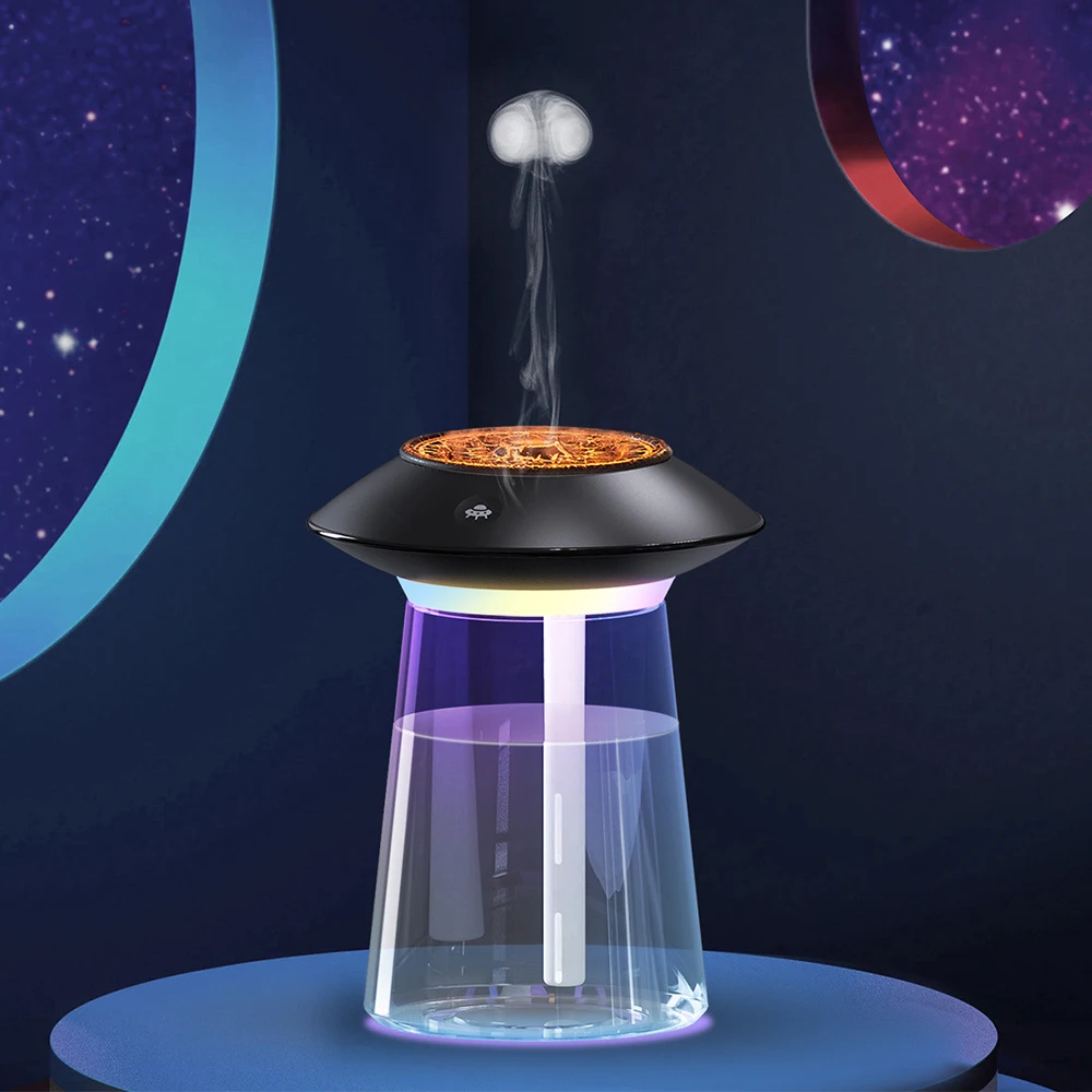 Simulated Frisbee Jellyfish Air Humidifier USB Charging 1200mAh Battery Operated Ultrasonic Water Aroma Diffuser Home Humidifier