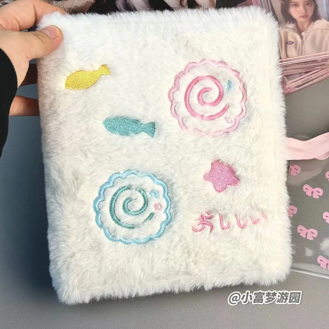 

Cute Plush Fish Card Book A5 Binder Kpop Photocard Collect Book 3inch 4grid Photo Holder Album