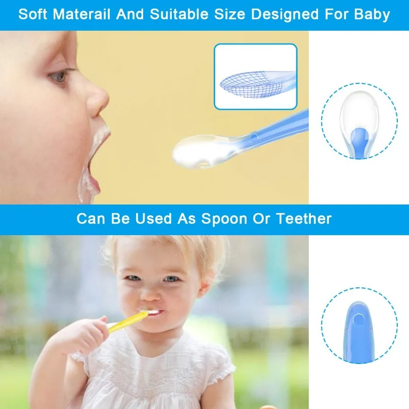 BPA Free Baby Silicone Soft Spoons First Stage Infant Spoons Baby Training Feeding Spoon Toddler Complementary Food Spoon