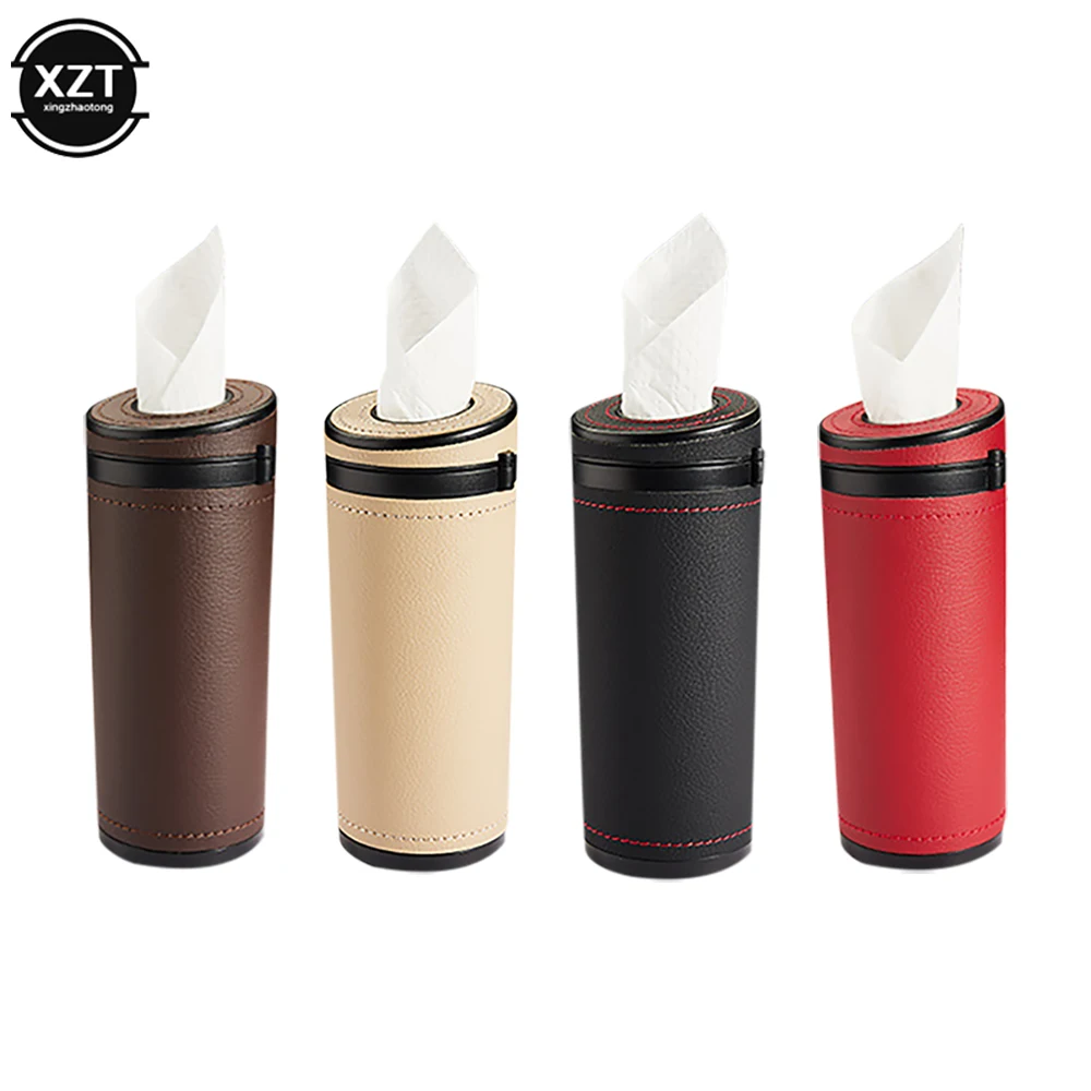 Car Tissue Holder Multifunction Car Tissue Box Cover Holder Auto Round Paper Tube With Safety Hammer Interior