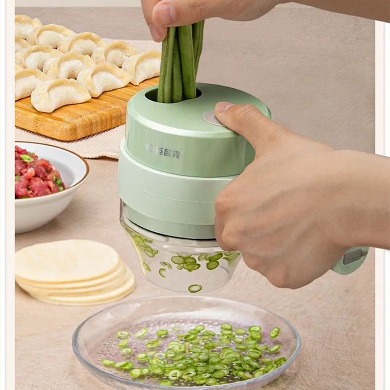 SEASPIRIT Green 4 in 1 Handheld Electric Vegetable Cutter