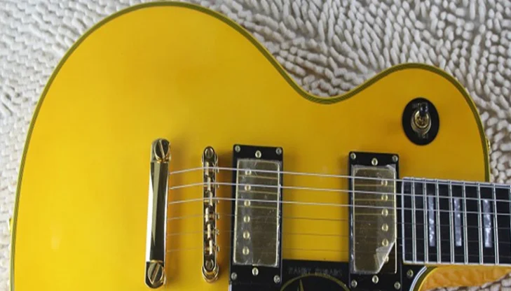 Randy Rhoads Signature LP Shop Ebony Fingerboard Yellow Electric Guitar Frets Binding with golden Hardware