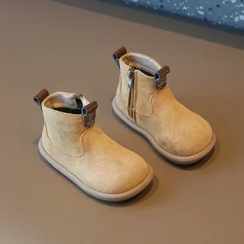 Baby Boys Girls Boots Oxford Suede Children Casual Shoes Outdoor Plush Anti-slip Infant Shoes Autumn Winter Kids Ankle Boots