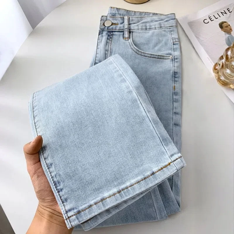 New Women High Waist Straight Jeans Spring Vintage Casual Ankle-length Denim Pants Korean Pantalones Streetwear Stretch Vaqueros
