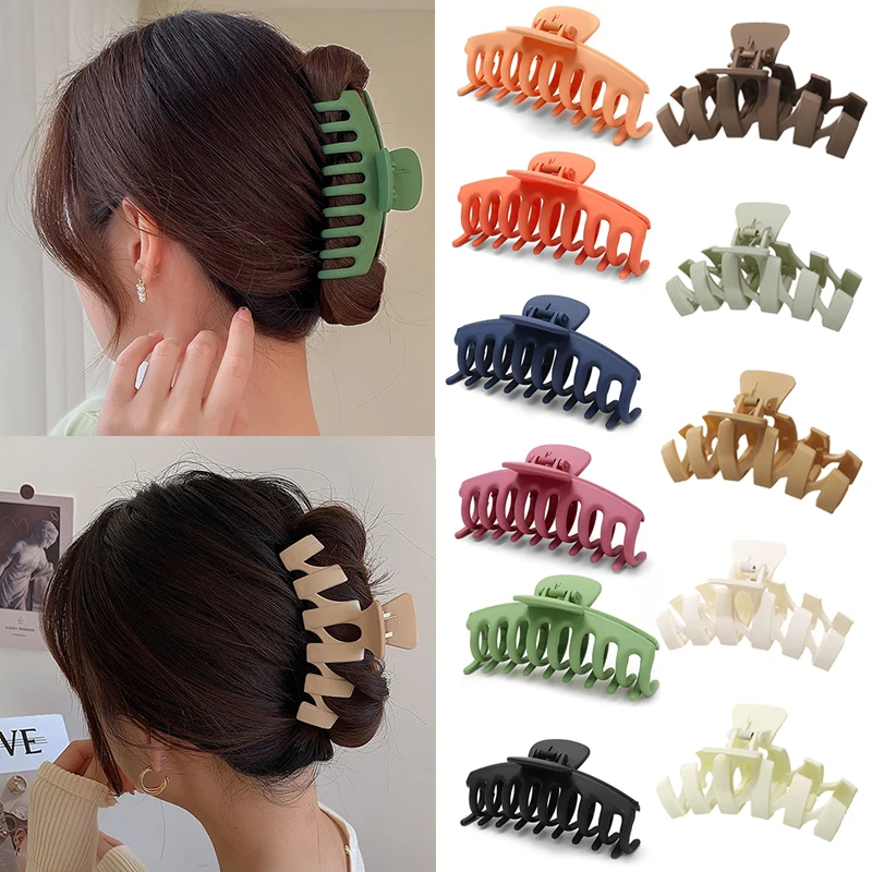 Solid Color Hair Claw Clip for Women Geometric Hair Pins Plastic Hair