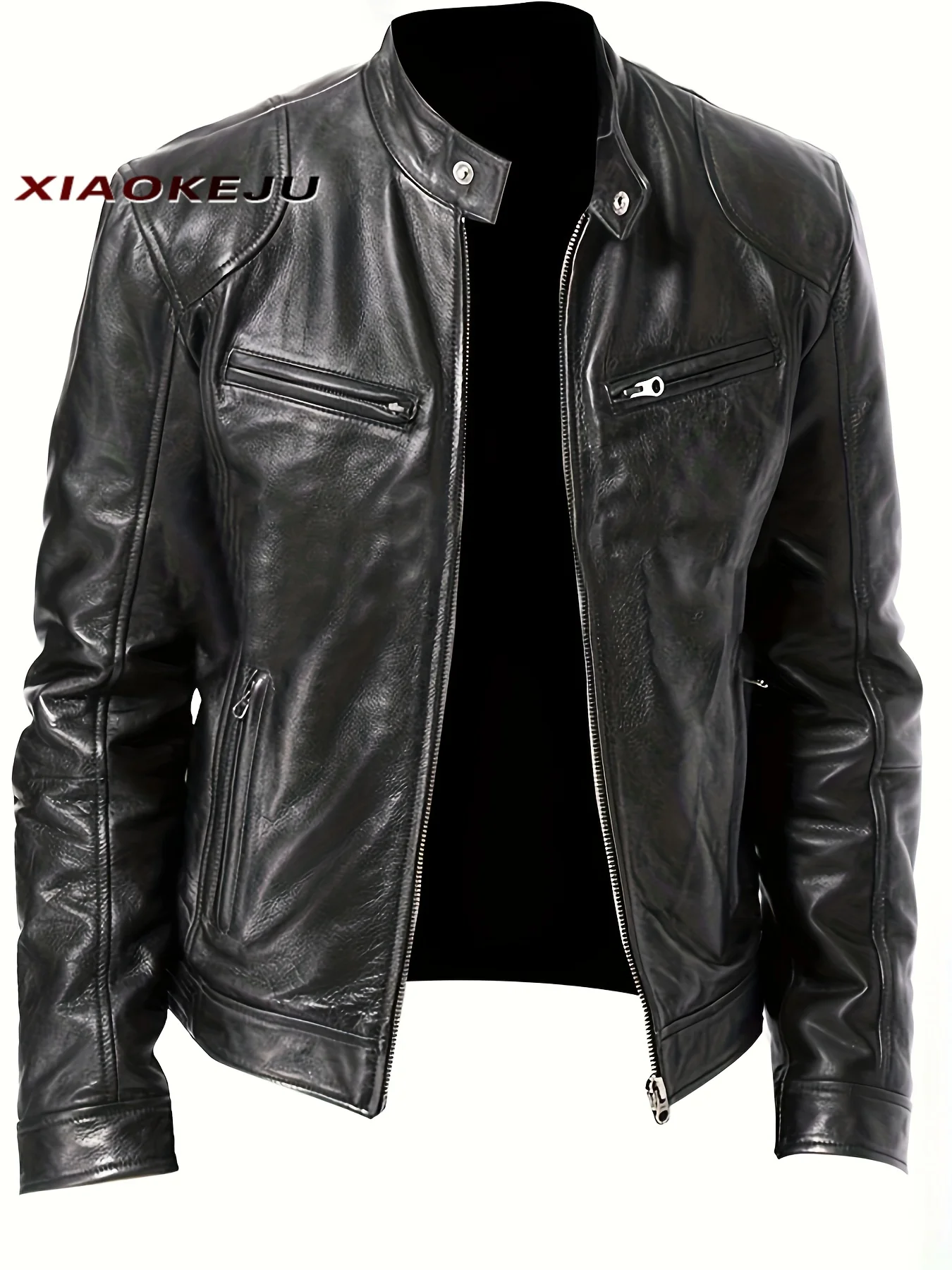 Leather Coats Men's Bomber Jacket Winter Windbreaker Sweat Shirt Mens Stylish Clothing Work Wear Jacket Men Knit Waterproof Coat