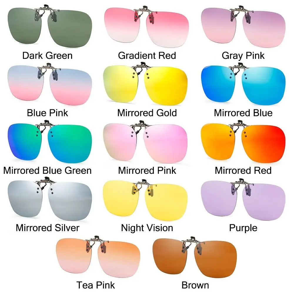 Metal Clip Clip-On Polarized Sunglasses Convenient Rimless Flip-up Sun Glasses for Prescription Glasses UV400 Polygonal Shades 5