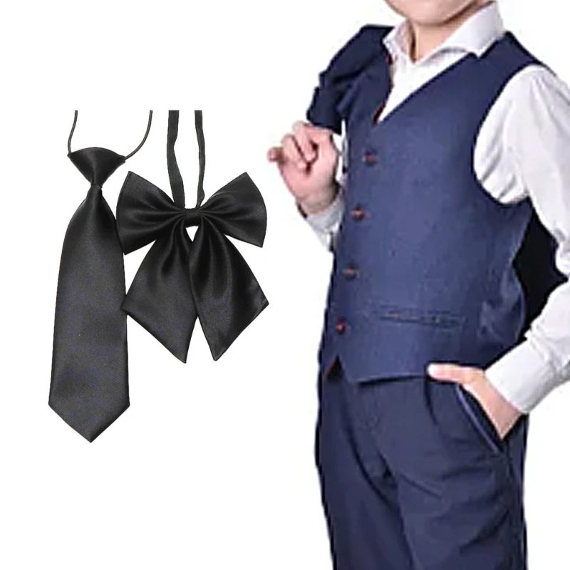 

2PCS Shirt Tie Adult Harajuku Style Bowknot Tie Knot Free Student Preppy Necktie