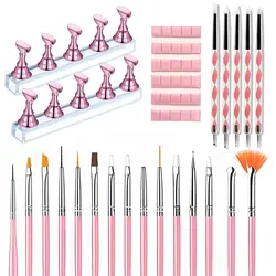 Nail Art Creativity Kit | Complete Set with Brushes, Dotting Pens, Practice Holder & Adhesive Putty (23pcs)
